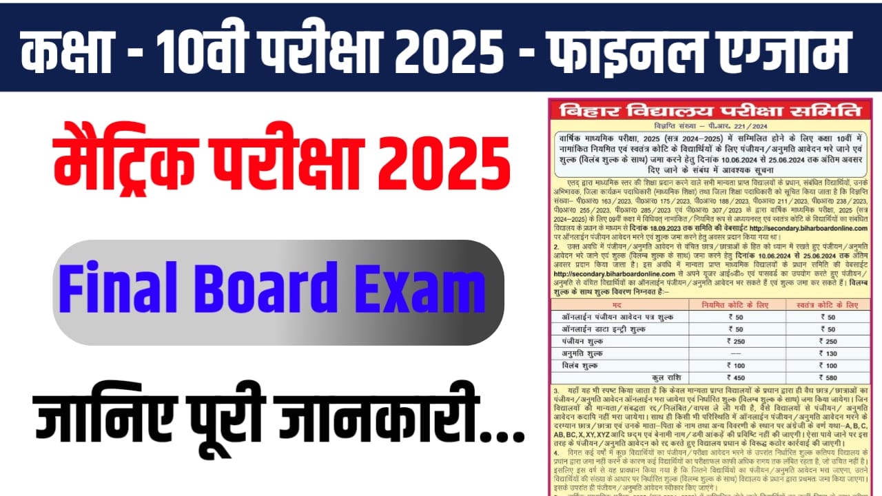 Bihar Board Class 10th &12th Final Board Exam 2025